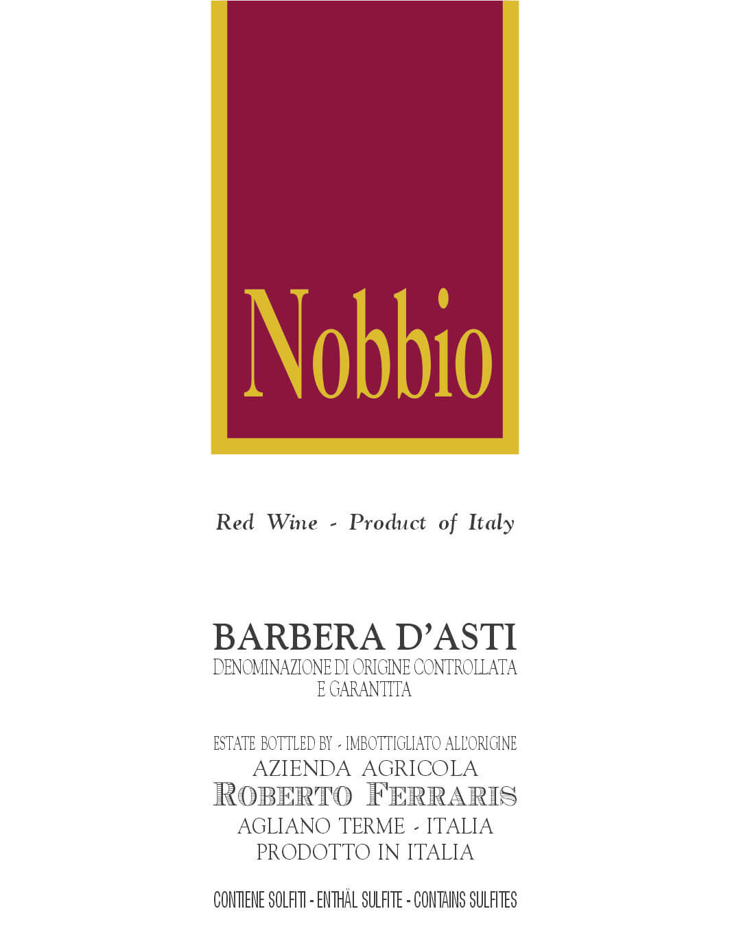 Ferraris Roberto NOBBIO - Barbera d'Asti